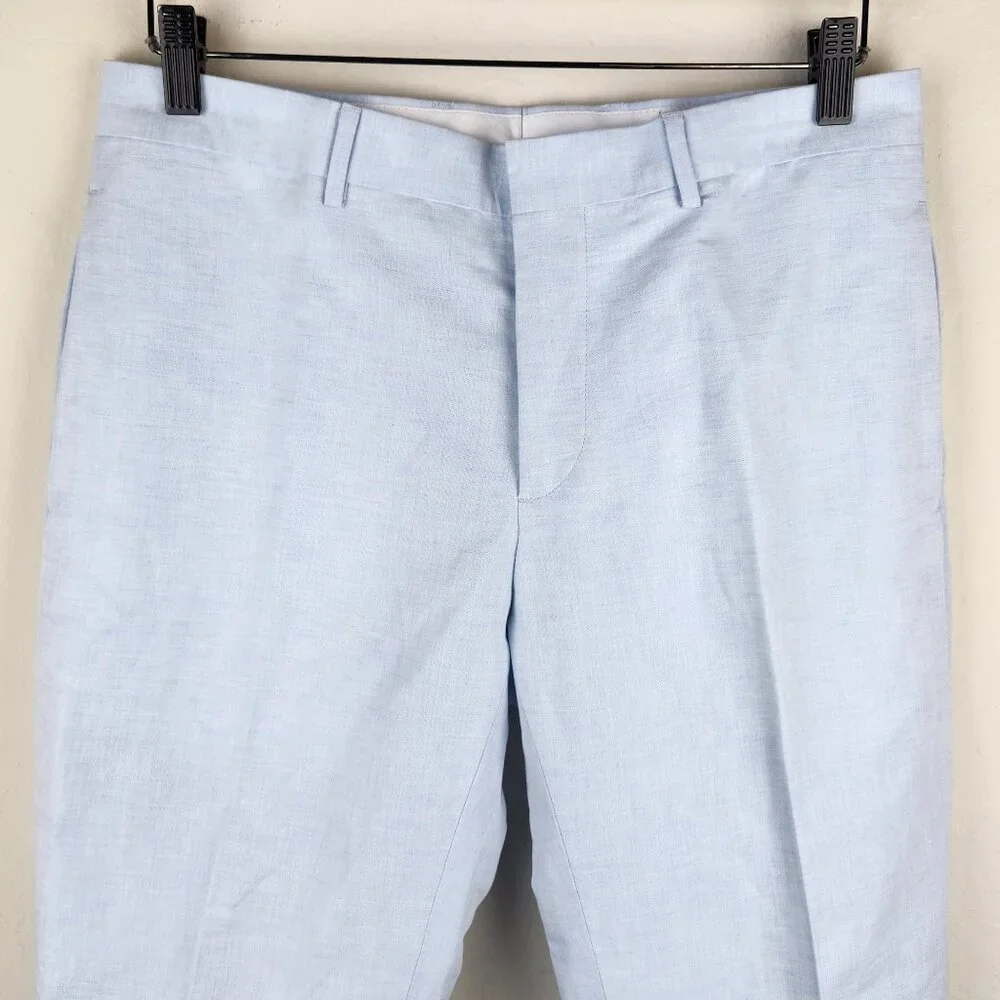 NWT Banana Republic Tailored Fit Linen Cotton Suit Pants Blue 30x32 (32x27.5)